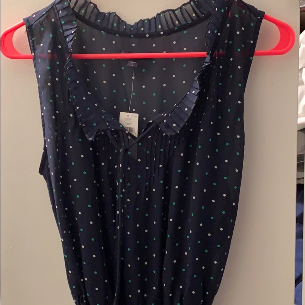Navy sleeveless polka dot Gap Dress, Sz M